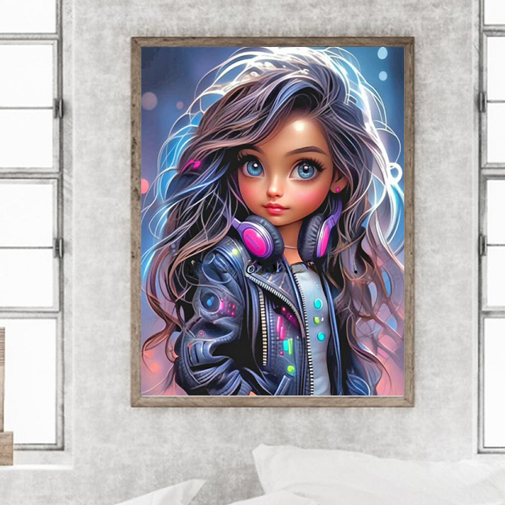 Cool Little Girl - Full Round Drill Diamond Painting 30*40CM