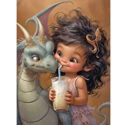 Dragon And Little Girl - Full Round Drill Diamond Painting 30*40CM