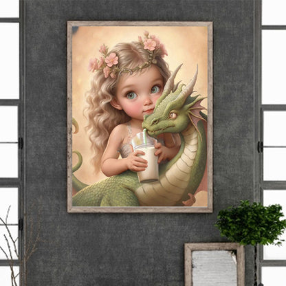 Dragon And Little Girl - Full Round Drill Diamond Painting 30*40CM
