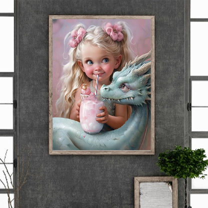 Dragon And Little Girl - Full Round Drill Diamond Painting 30*40CM