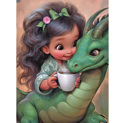 Dragon And Little Girl - Full Round Drill Diamond Painting 30*40CM