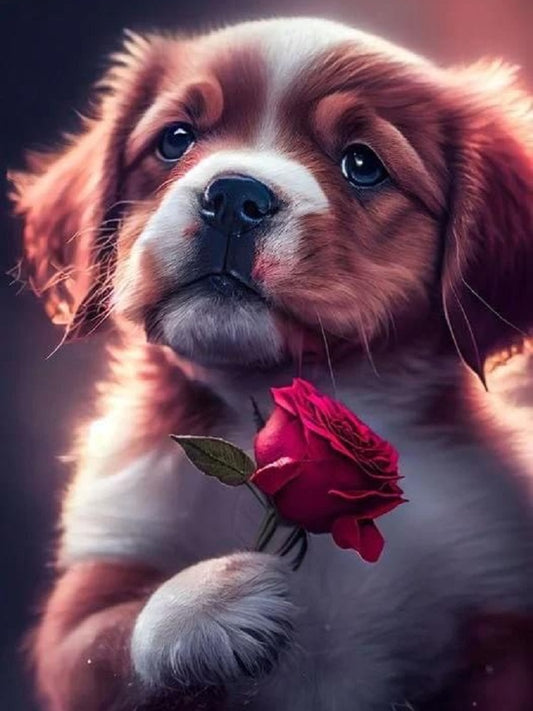 Rose Dog - Full Round Drill Diamond Painting 30*40CM