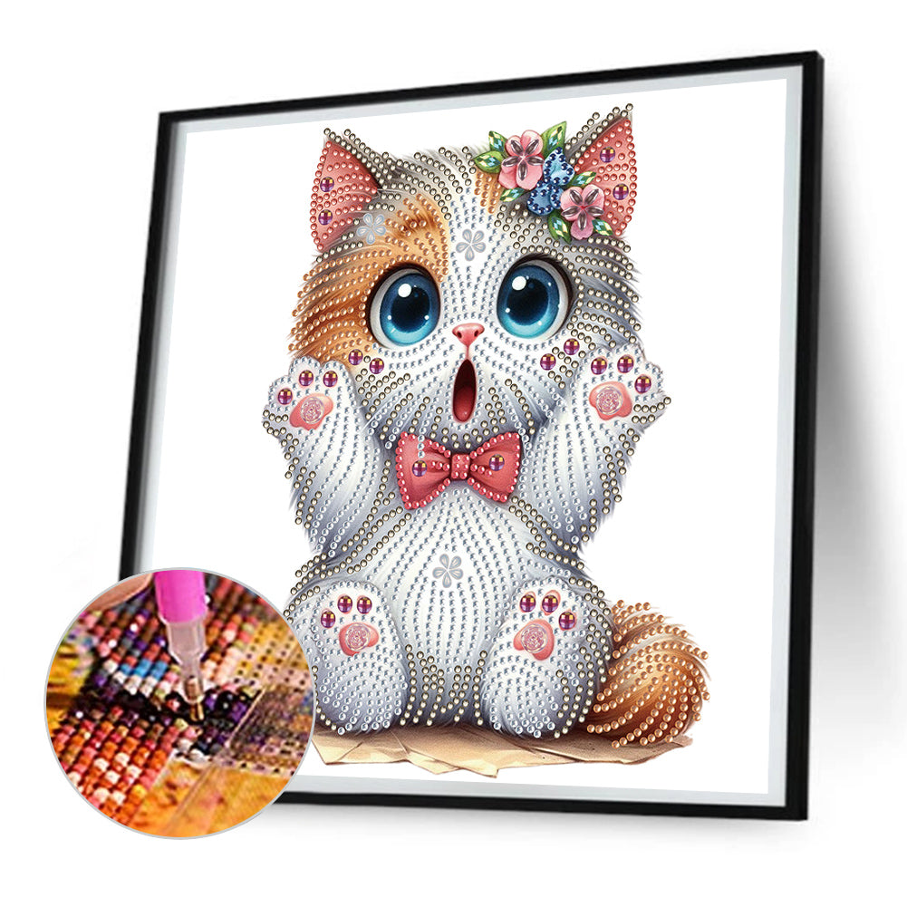 Surprised Cat - Special Shaped Drill Diamond Painting 30*30CM