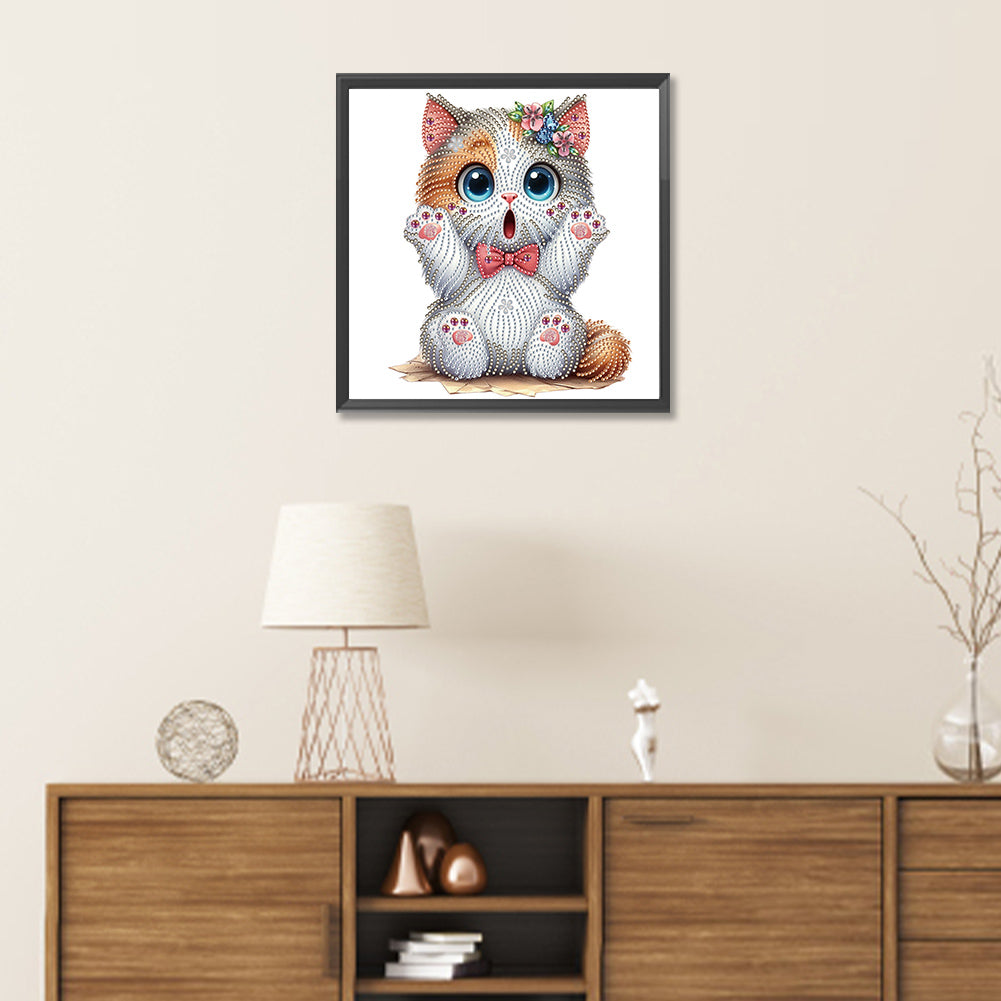 Surprised Cat - Special Shaped Drill Diamond Painting 30*30CM