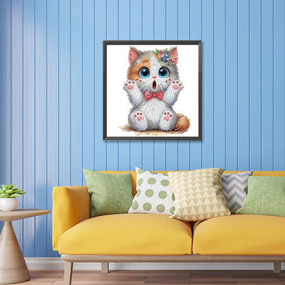 Surprised Cat - Special Shaped Drill Diamond Painting 30*30CM