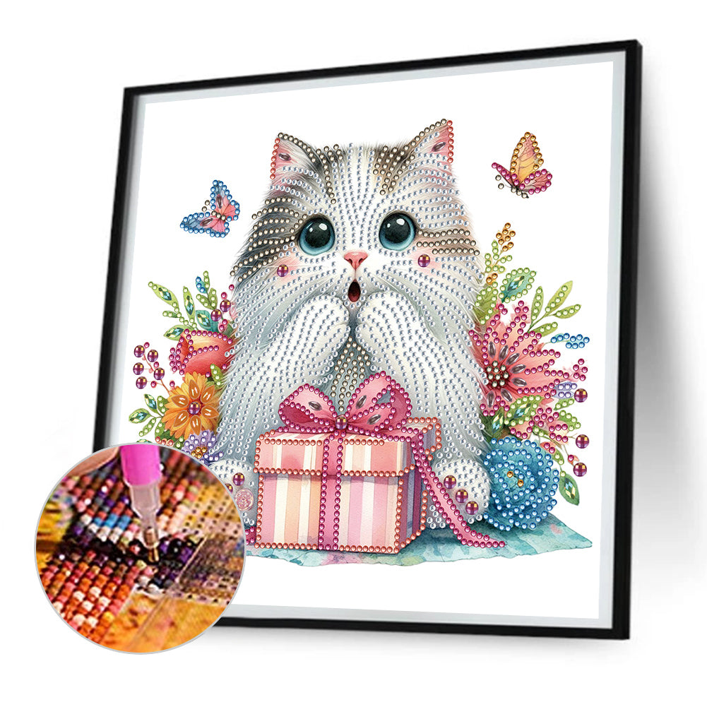 Surprised Cat - Special Shaped Drill Diamond Painting 30*30CM