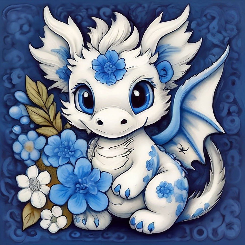 White Dragon - Full Round Drill Diamond Painting 30*30CM