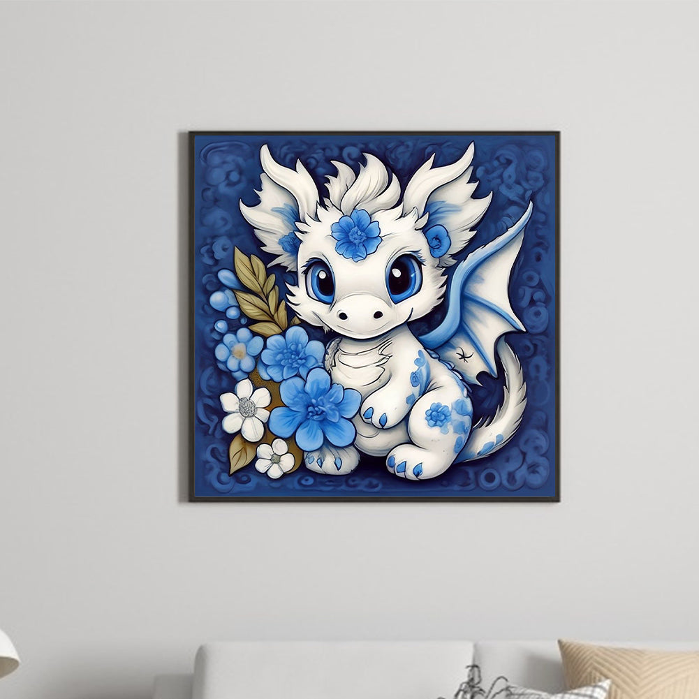 White Dragon - Full Round Drill Diamond Painting 30*30CM