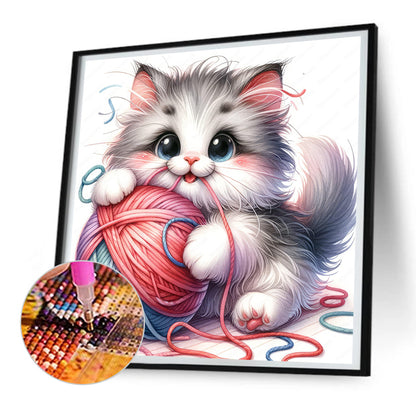 Hair Ball Cat - Full Round Drill Diamond Painting 30*30CM