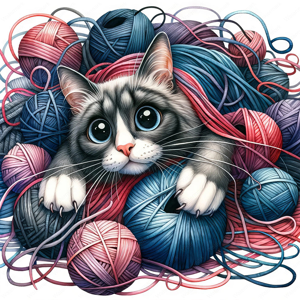 Hair Ball Cat - Full Round Drill Diamond Painting 30*30CM