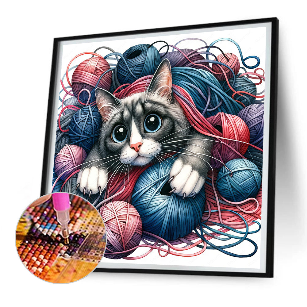 Hair Ball Cat - Full Round Drill Diamond Painting 30*30CM