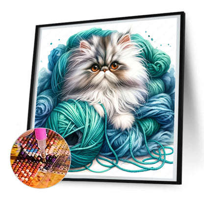 Hair Ball Cat - Full Round Drill Diamond Painting 30*30CM