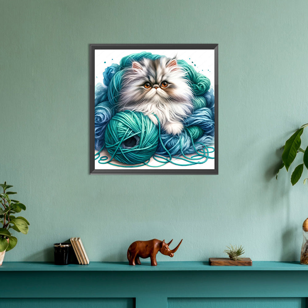 Hair Ball Cat - Full Round Drill Diamond Painting 30*30CM