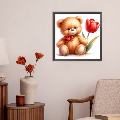 Flower Bear - Full Round Drill Diamond Painting 30*30CM