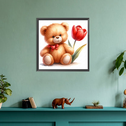 Flower Bear - Full Round Drill Diamond Painting 30*30CM