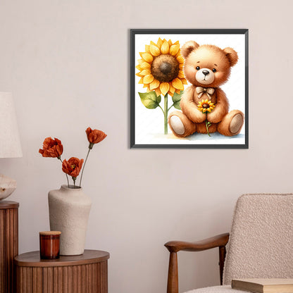 Flower Bear - Full Round Drill Diamond Painting 30*30CM