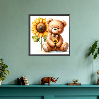 Flower Bear - Full Round Drill Diamond Painting 30*30CM