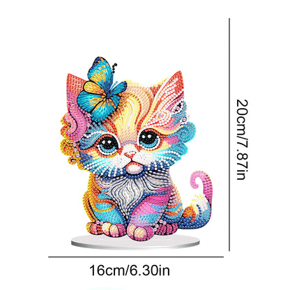 Acrylic Diamond Painting Desktop Ornament for Home Office Desktop Decor (Cat)