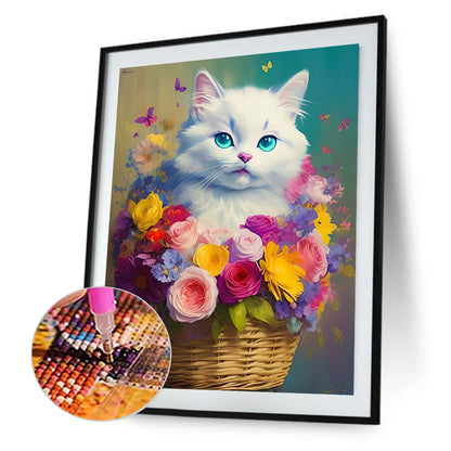 White Cat - Full Round Drill Diamond Painting 40*50CM