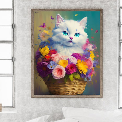 White Cat - Full Round Drill Diamond Painting 40*50CM