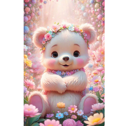 Flower Bear - Full Round Drill Diamond Painting 40*60CM