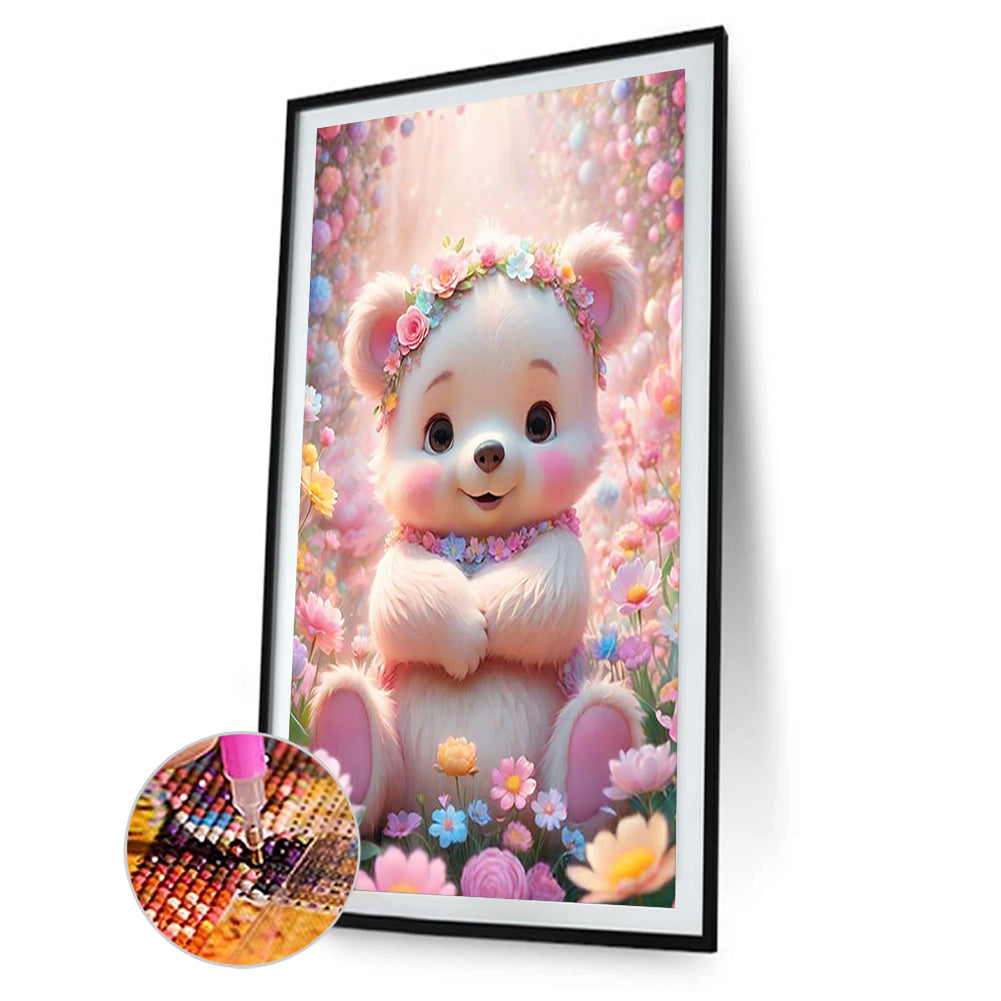 Flower Bear - Full Round Drill Diamond Painting 40*60CM