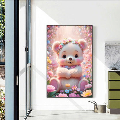 Flower Bear - Full Round Drill Diamond Painting 40*60CM