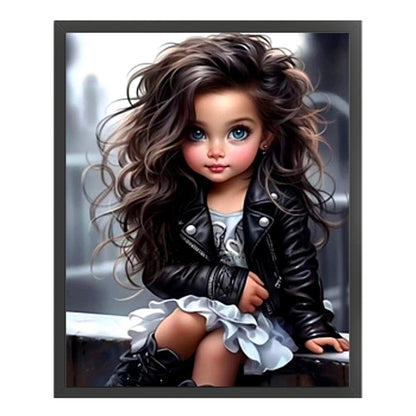 Girl With Big Eyes And Long Hair - 11CT Stamped Cross Stitch 40*50CM