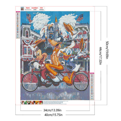 Mickey Goofy Donald Duck Trio Bike - Full Round Drill Diamond Painting 40*50CM