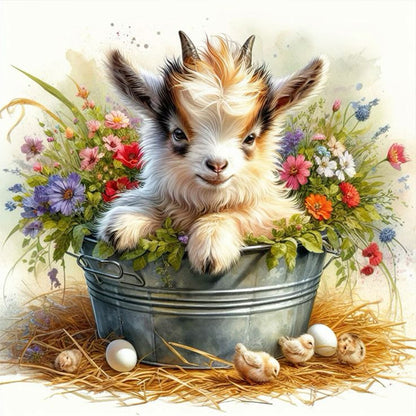 Iron Bucket Lamb - Full Round Drill Diamond Painting 30*30CM