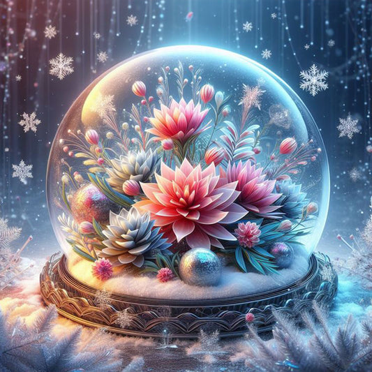 Beautiful Flowers In Crystal Ball - Full Round Drill Diamond Painting 30*30CM