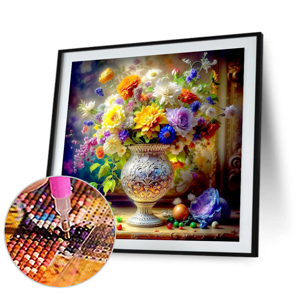 Classic Elegant Beautiful Colorful Flowers - Full Round Drill Diamond Painting 30*30CM