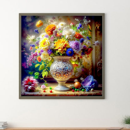 Classic Elegant Beautiful Colorful Flowers - Full Round Drill Diamond Painting 30*30CM