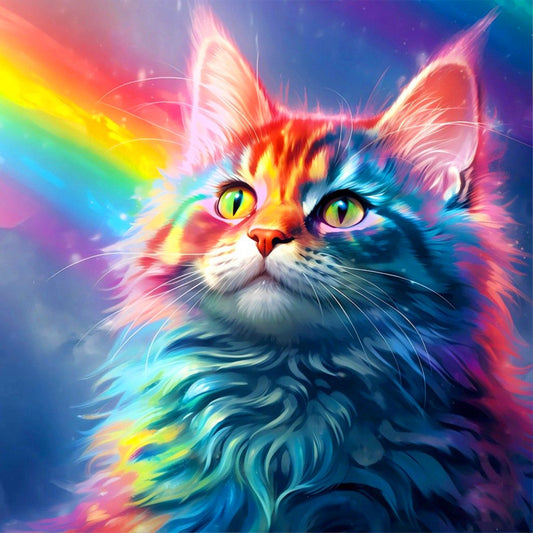 Rainbow Cat Cat - Full Round Drill Diamond Painting 30*30CM