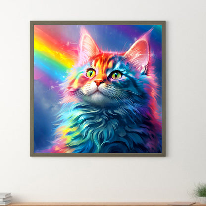 Rainbow Cat Cat - Full Round Drill Diamond Painting 30*30CM