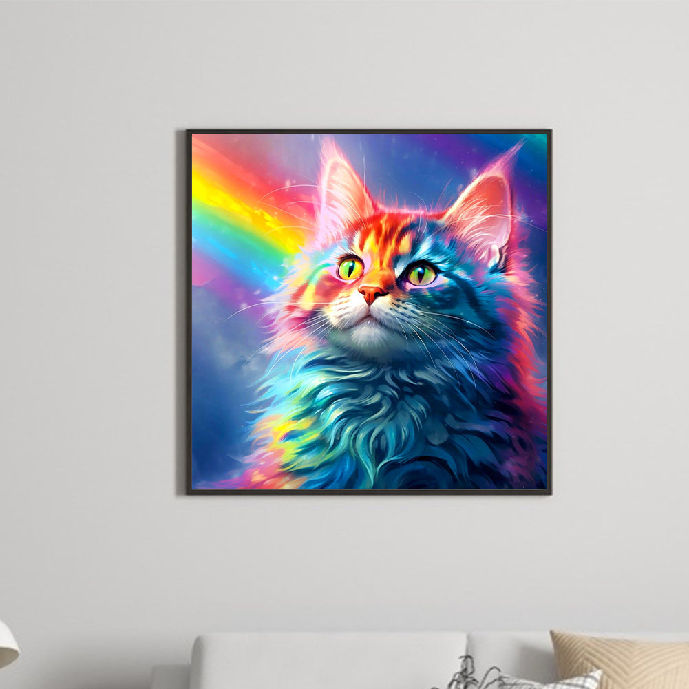 Rainbow Cat Cat - Full Round Drill Diamond Painting 30*30CM