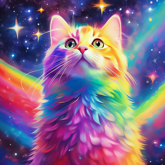 Rainbow Cat - Full Round Drill Diamond Painting 30*30CM