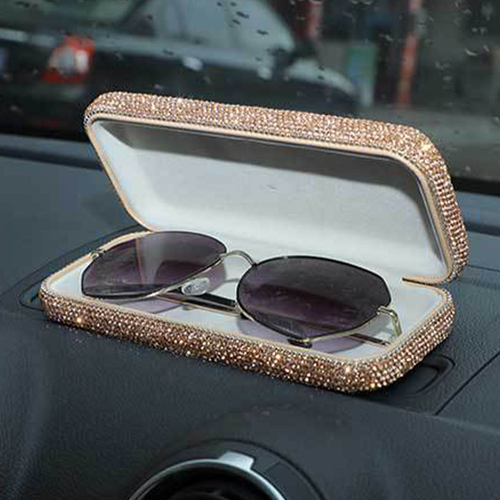 Diamond Eye Glasses Case Bling Rhinestones Eyeglass Storage Cases Box (Orange)