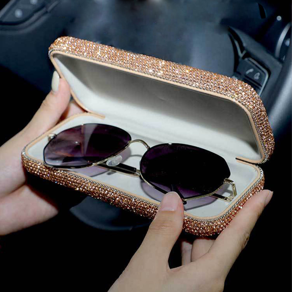 Diamond Eye Glasses Case Bling Rhinestones Eyeglass Storage Cases Box (Orange)