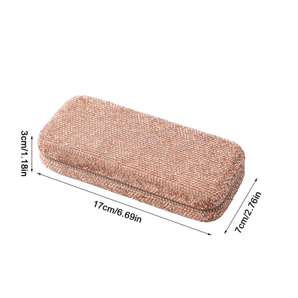 Diamond Eye Glasses Case Bling Rhinestones Eyeglass Storage Cases Box (Orange)