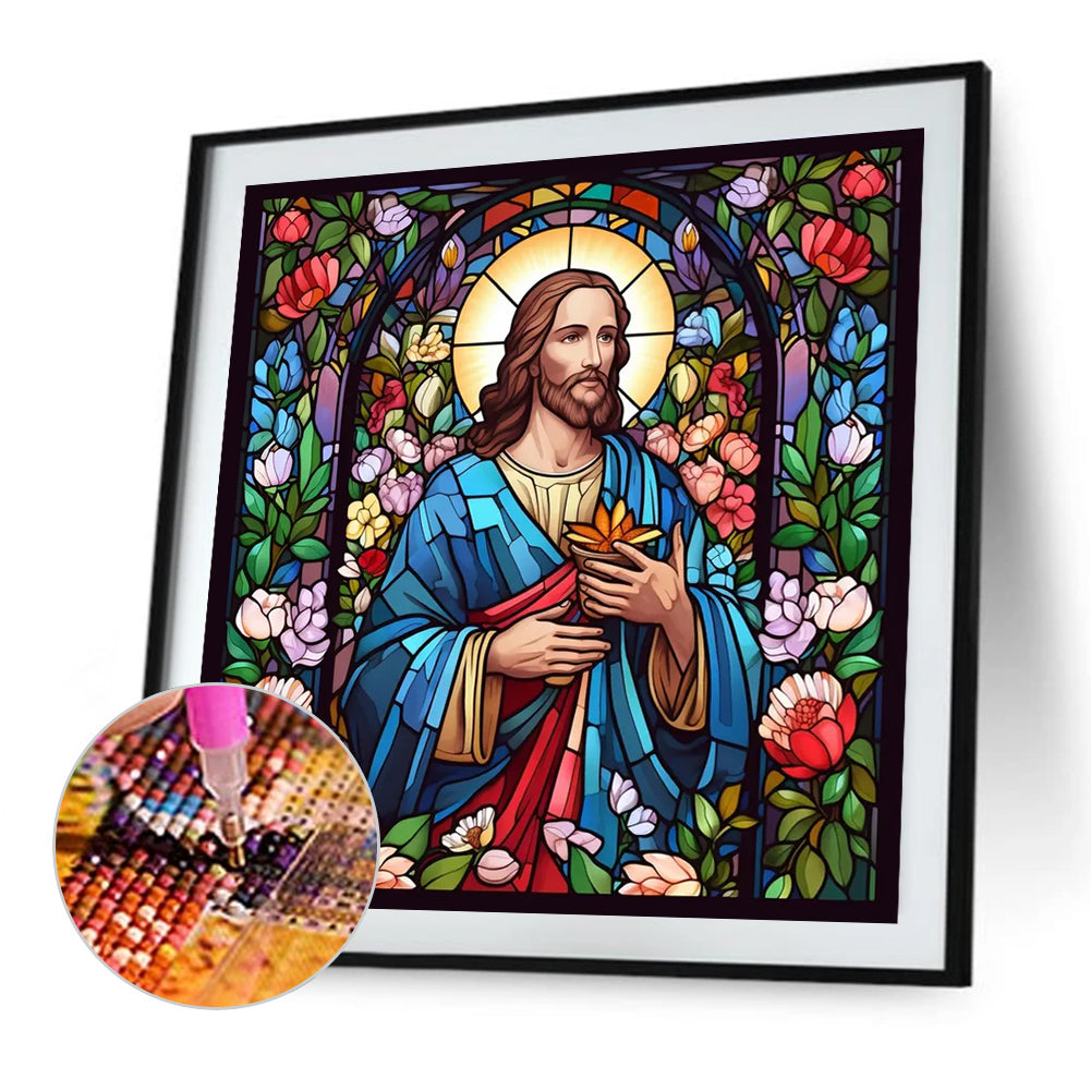 Glass Painting Jesus - Full Square Drill Diamond Painting 45*45CM