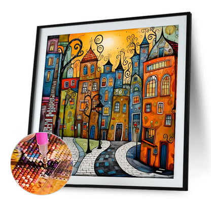 Color Cartoon Houses - Full Square Drill Diamond Painting 45*45CM