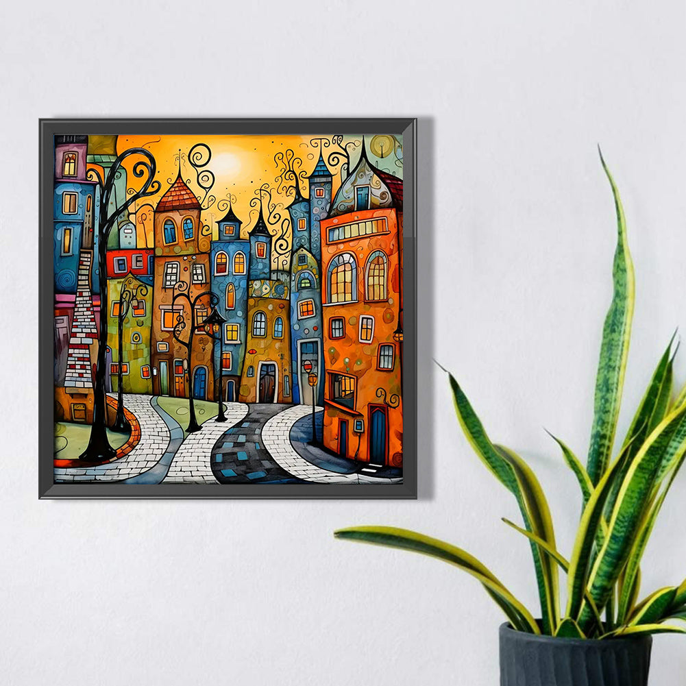 Color Cartoon Houses - Full Square Drill Diamond Painting 45*45CM
