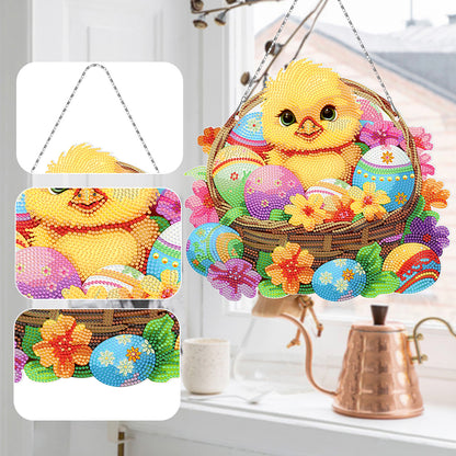 Easter Single-Sided Diamond Art Hanging Pendant for Office Home Decor (Chicken)