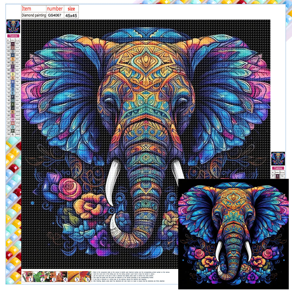 Color Elephant - Full Square Drill Diamond Painting 45*45CM