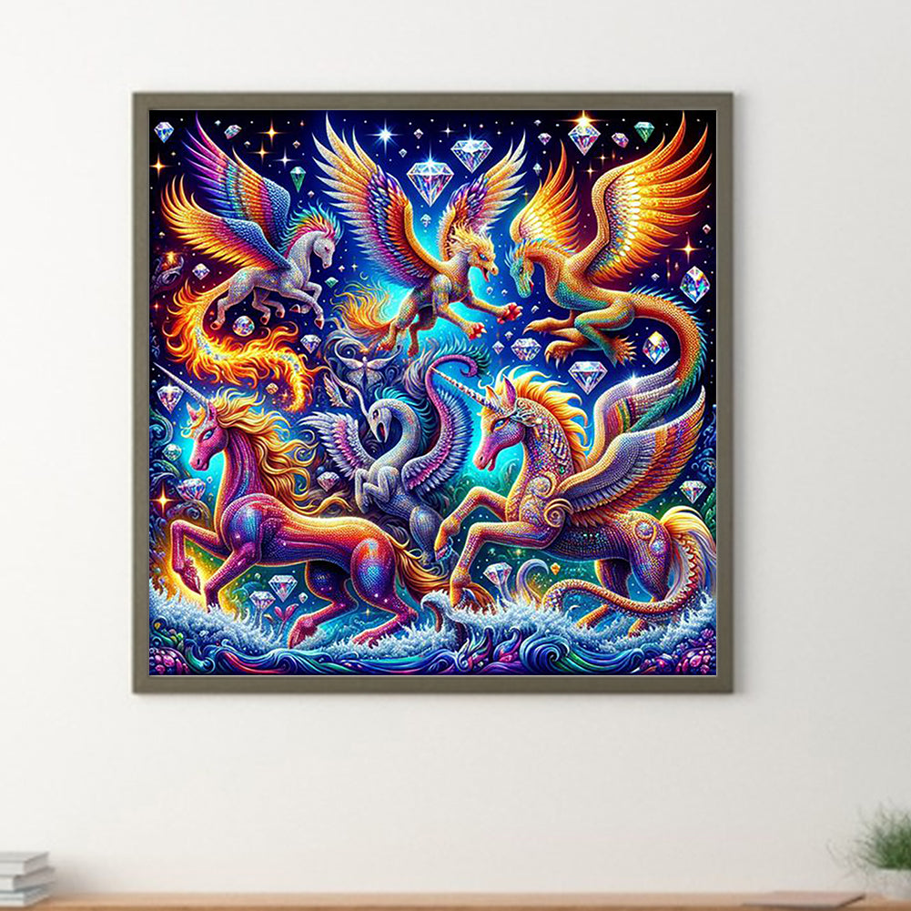 Colorful Mythical Beasts Diamond Wonderland - Full Round Drill Diamond Painting 30*30CM