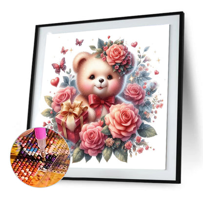 Flower Bear - Full Round Drill Diamond Painting 30*30CM