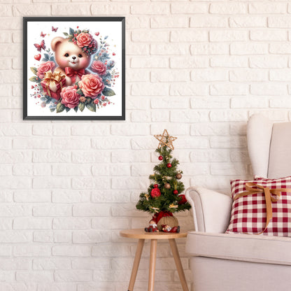 Flower Bear - Full Round Drill Diamond Painting 30*30CM