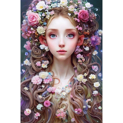 Flower Crown Girl - Full AB Round Drill Diamond Painting 40*60CM