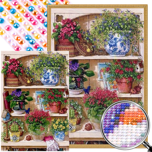 Gardener'S Flower Stand - Full AB Round Drill Diamond Painting 50*70CM